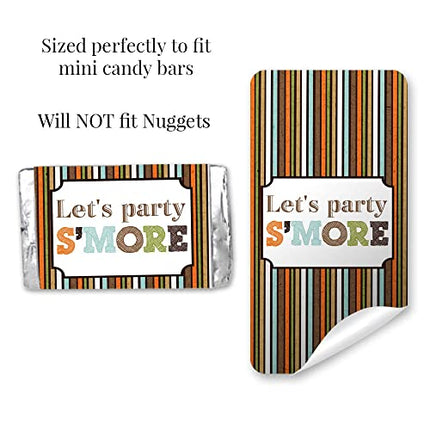 S'more Fun With Friends S'mores Birthday Mini Chocolate Candy Bar Sticker Wrappers for Kids, 45 1.4" x 2.6" Wrap Around Labels by AmandaCreation, Great for Party Favors