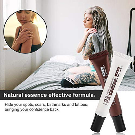 Tattoo Concealer, Skin Scar Concealer Cream for Tattoo Cover Up, Vitiligo Spots Birthmarks Hiding, Makeup Set for Age Spots & Cover Bruises with Waterproof Design