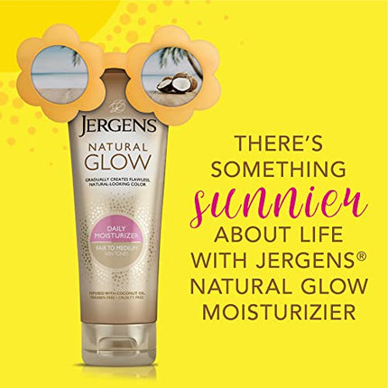 Jergens Natural Glow Sunless Tanning Lotion, Self Tanner, Fair to Medium Skin Tone, Daily Moisturizer, 7.5 Ounce, featuring Antioxidants and Vitamin E in India