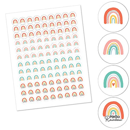 Big Dot of Happiness Hello Rainbow - Boho Baby Shower and Birthday Party Round Candy Sticker Favors - Labels Fit Chocolate Candy (1 Sheet of 108)