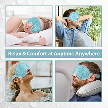 NEWGO Cooling Eye Mask Cold Eye Mask Reusable Gel Eye Mask for Puffy Eyes, Ice Eye Mask Frozen Eye Cold Compress for Dark Circles, Migraines, Stress Relief, Skin Care - Blue