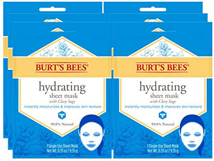 Burt's Bees Face Mask Valentines Day Gifts for Her, Hydrating Facial Skin Care Spring Gift, 100% Natural, Single Use (6 Count) in India