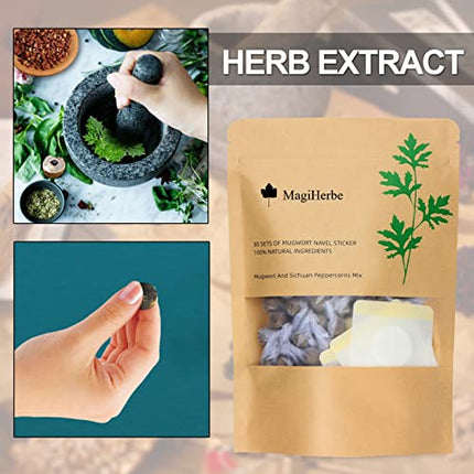 MagiHerbe Mugwort Navel Sticker,30PCS Wormwood Essence Pills and 30PCS Belly Patch for Men and Women