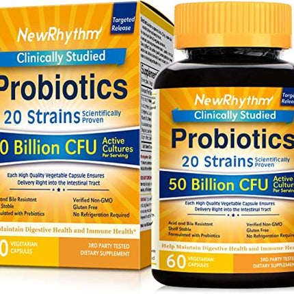 NewRhythm Probiotics 50 Billion CFU 20 Strains, 60 Veggie caps (60 Capsules) in India
