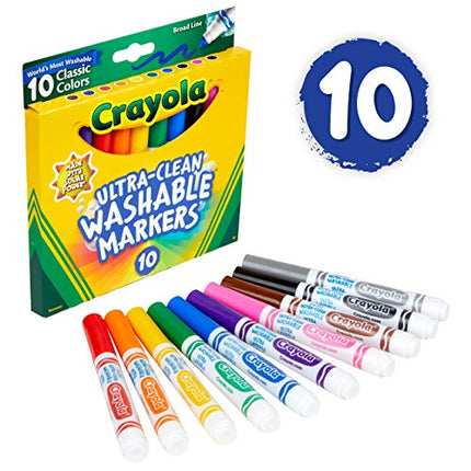 Crayola Ultra Clean Washable Markers, Broad Line, Classic Colors, 10 Count in India