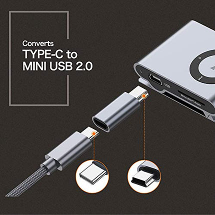 USB C to Mini USB 2.0 Adapter, (2-Pack)Type C Female to Mini USB 2.0 Male Convert Connector Support Charge & Data Sync Compatible GoPro Hero 3+, MP3 Players, Dash Cam, Digital Camera, GPS Receiver etc in India