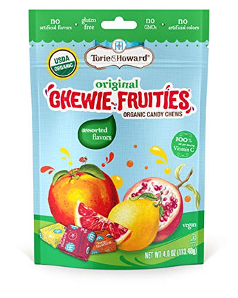 Torie & Howard Chewie Fruities Organic Candy Assorted Flavors, 4 Ounce Bag