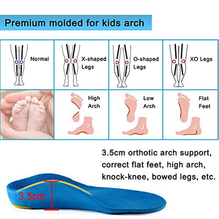 Bacophy Kids Orthotic Arch Support Shoe Insoles, Children Pu Cushioning Inserts, Shock Absorption Velvet Surfaces Deep Heel Cup Inner Sole for Flat Feet, Plantar Fasciitis, Feet Heel Pain Relief in India