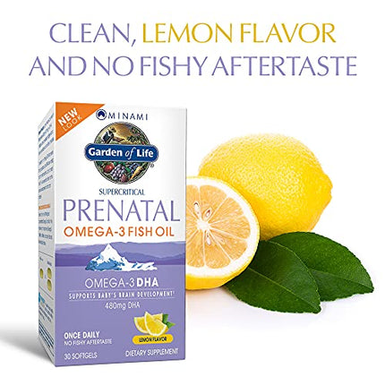 Garden of Life Minami Natural Prenatal DHA Omega 3 Fish Oil Supplement Softgels, Lemon, 30 Count