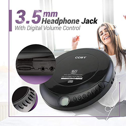Buy Coby Portable Compact Anti-Skip CD Player – Lightweight & Shockproof Music Disc Player with Pro- in India