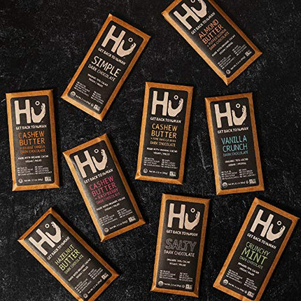 Hu Chocolate Bars | 8 Pack VARIETY SAMPLER PACK | Natural Organic Vegan, Gluten Free, Paleo, Non GMO, Fair Trade Dark Chocolate | 2.1oz Each