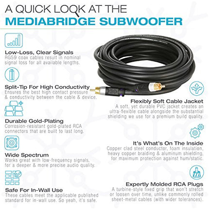 Buy Mediabridge Ultra Series Subwoofer Cable (50 Feet) - Dual Shielded with Gold Plated RCA to RCA Connector in India