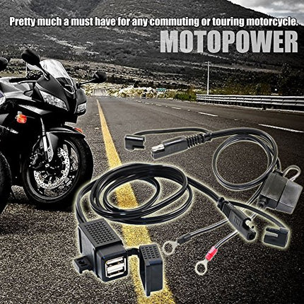 Buy MOTOPOWER MP0609EA 3.1Amp Waterproof Motorcycle Dual USB Kit SAE to USB Adapter Cable with SAE Ring Terminal Cable Harness India