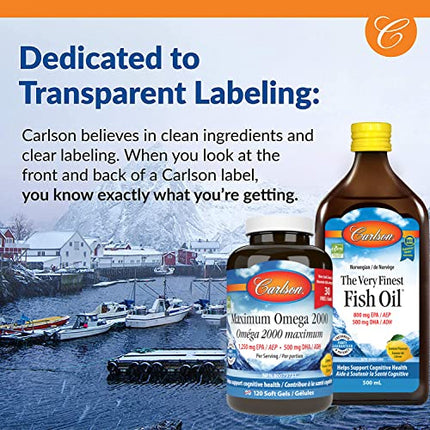 Carlson - The Very Finest Fish Oil, 1600 mg Omega-3s, Liquid Fish Oil Supplement, Norwegian Fish Oil, Wild-Caught, Sustainably Sourced Fish Oil Liquid, Lemon, 200ml, 6.7 Fl Oz in India