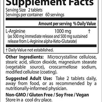 Buy Doctor's  Sustained Plus Immediate Release L-Arginine, Non-GMO, Vegan, Gluten And Soy Free, 500 mg, 120 Count in India India