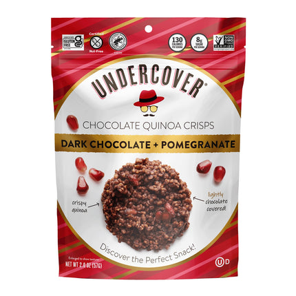 UNDERCOVER CHOCOLATE QUINOA CRISPS – DARK CHOCOLATE VARIETY 8-PACK - 2 Dk Choc + Sea Salt, 2 Dk Choc + Blueberries, 2 Dk Choc + Cherries, 2 Dk Choc + Pomegranate | 8 Pack of 2oz Bags in India