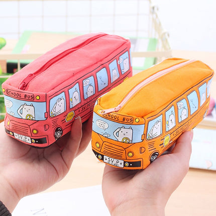 Cute Bus Shaped Pencil Case Bag: Large Capacity Zipper Pouch
