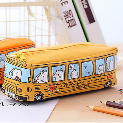 Cute Bus Shaped Pencil Case Bag: Large Capacity Zipper Pouch