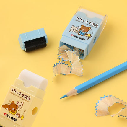 Pencil Sharpener Eraser::pencil sharpener with eraser::pencil sharpener eraser set::Roller Eraser::kawaii cute stationery