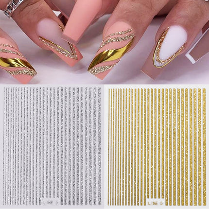 3D Metal Stripe Nail Stickers-Nail Art